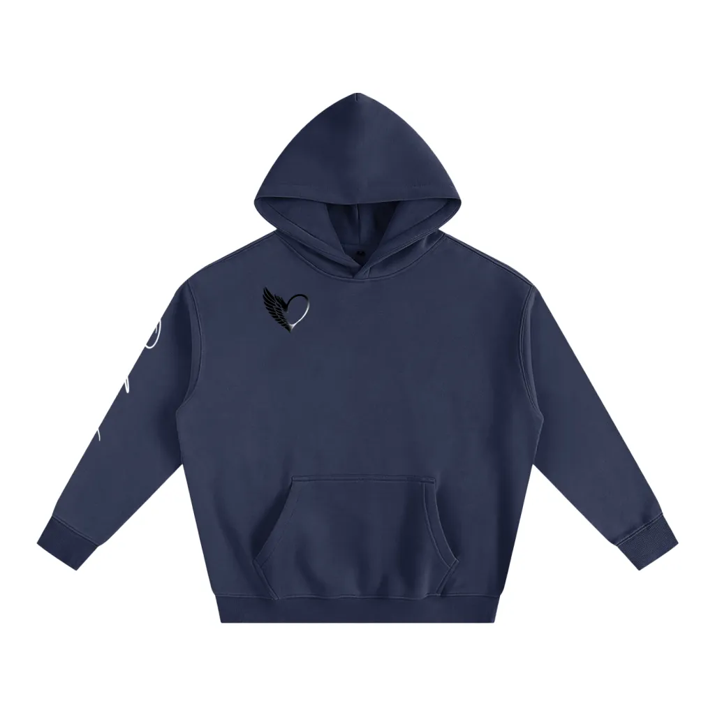 Oversized fleece hoodie in Navy Blue