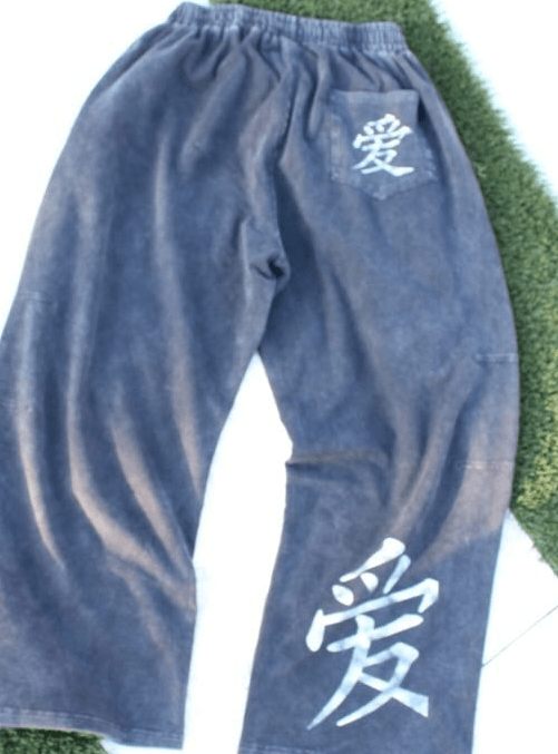Full length indigo cotton sweats