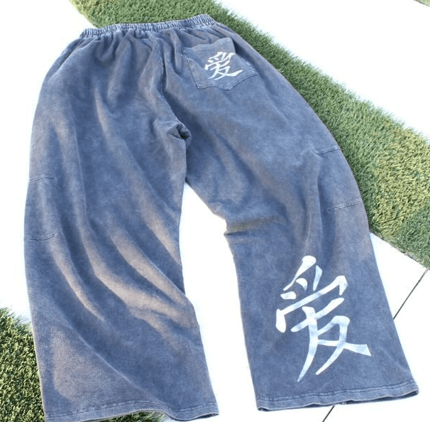 Indigo cotton sweats flat laid